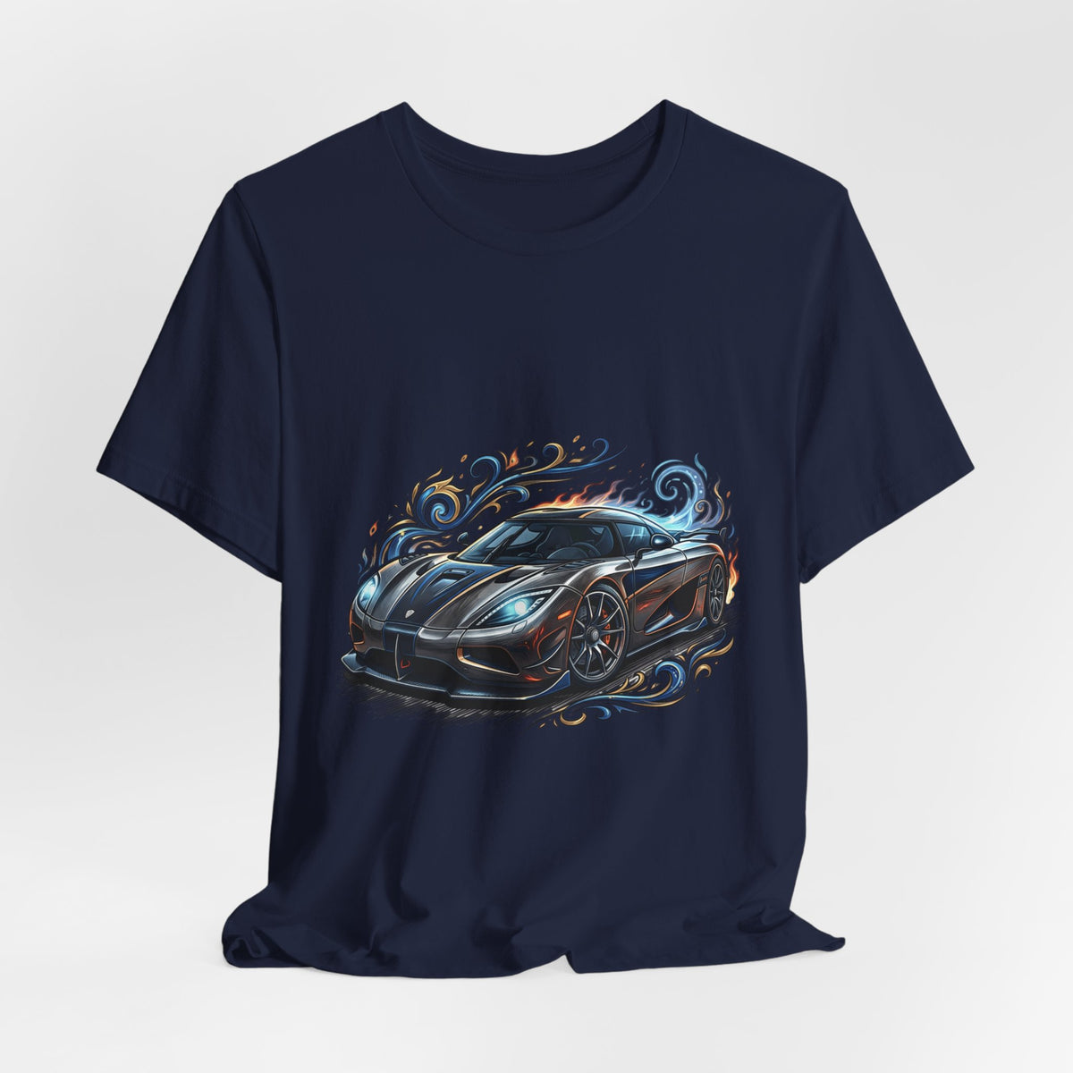 Sports Car Graphic T‑Shirt — Blue Supercar Illustration Tee