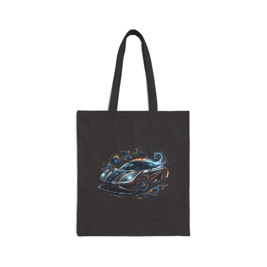 Sports Car Canvas Tote Bag — Retro Racing Design