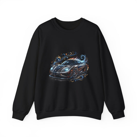 Sports Car Crewneck Sweatshirt — Black Supercar Graphic