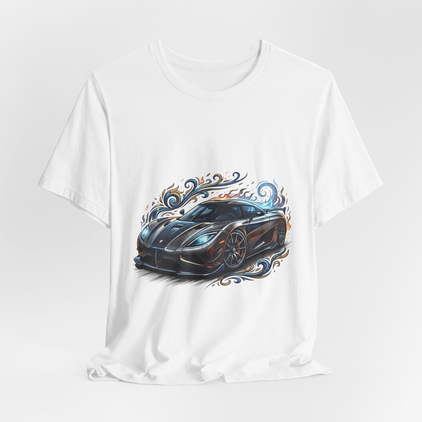Sports Car Graphic T‑Shirt — Blue Supercar Illustration Tee