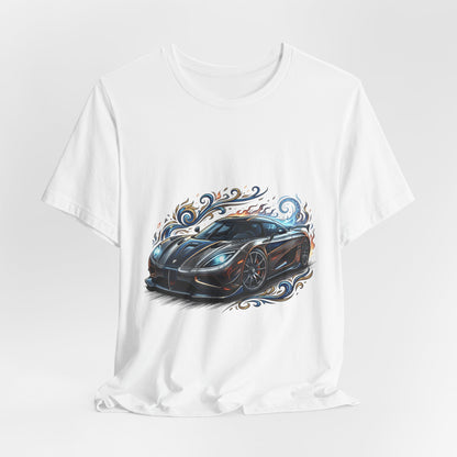 Sports Car Graphic T‑Shirt — Blue Supercar Illustration Tee