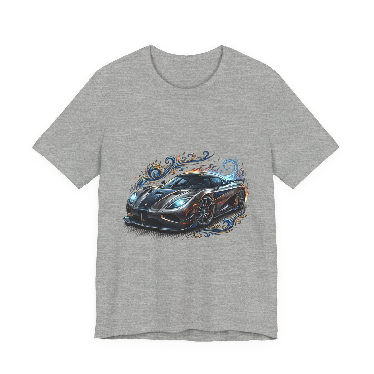 Sports Car Graphic T‑Shirt — Blue Supercar Illustration Tee