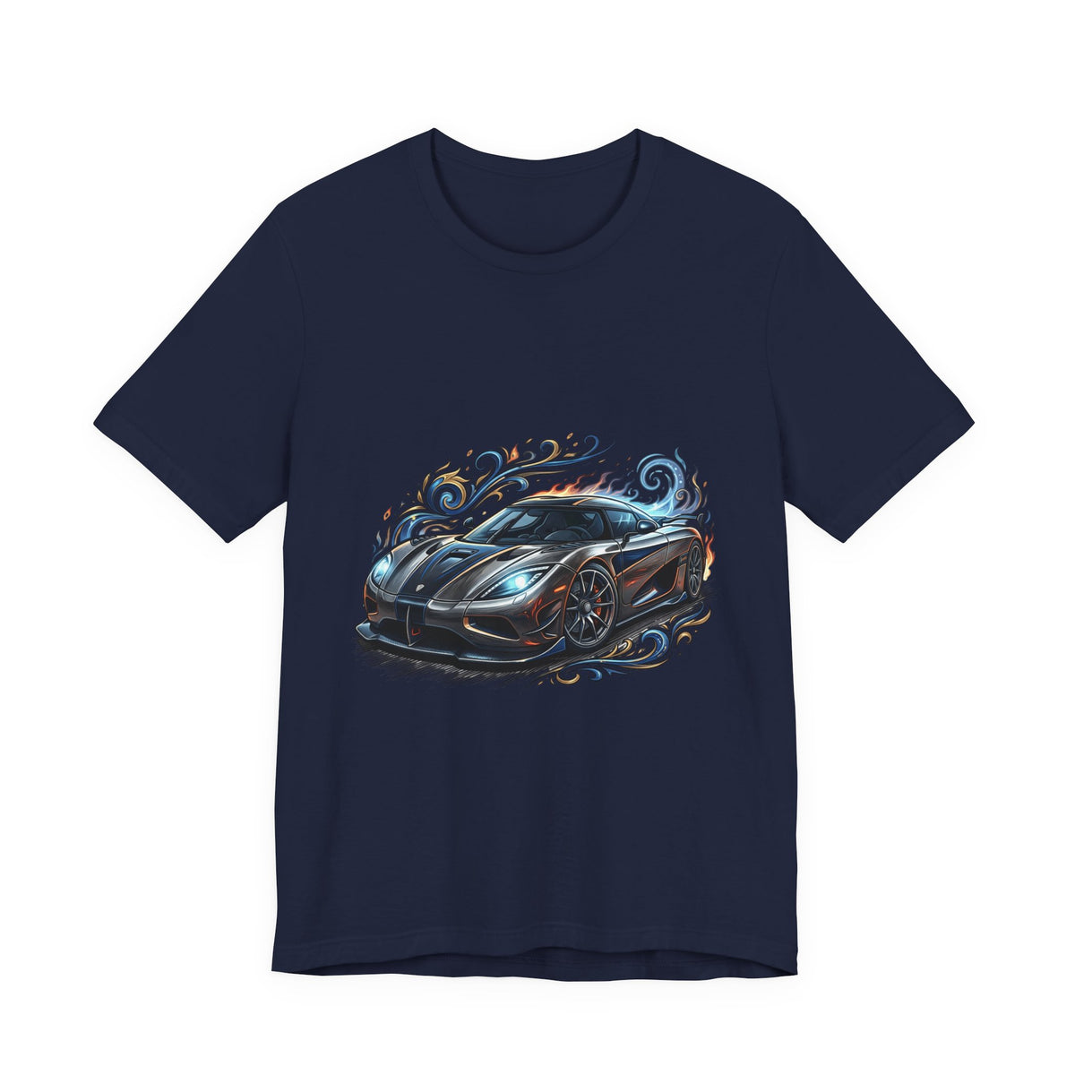 Sports Car Graphic T‑Shirt — Blue Supercar Illustration Tee