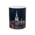 City Skyline Night Lightning Ceramic Mug — NYC Empire State Coffee Cup (11oz, 15oz)