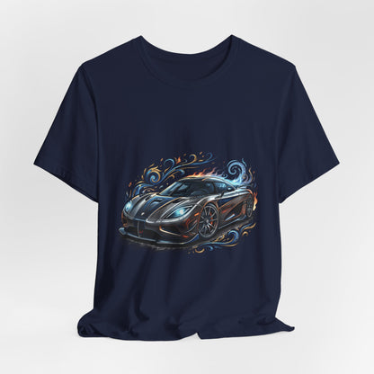 Sports Car Graphic T‑Shirt — Blue Supercar Illustration Tee