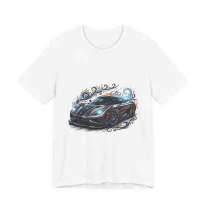 Sports Car Graphic T‑Shirt — Blue Supercar Illustration Tee