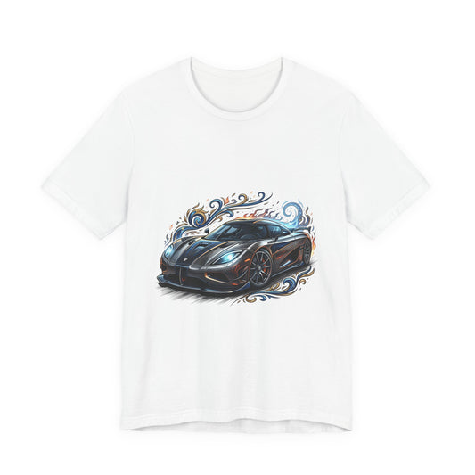 Sports Car Graphic T‑Shirt — Blue Supercar Illustration Tee