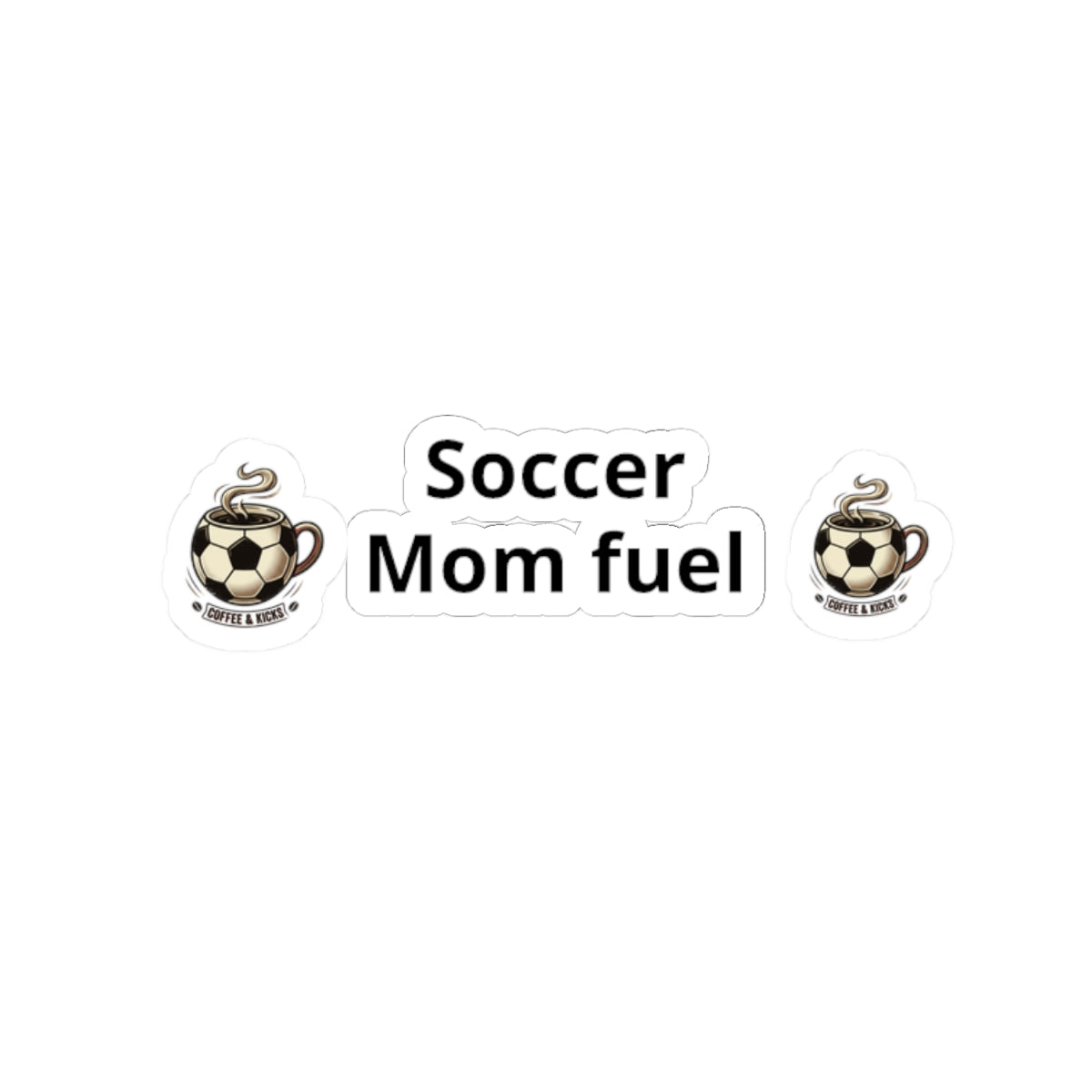 Soccer Mom Fuel Sticker Set — Coffee & Soccer Ball Kiss-Cut Decals
