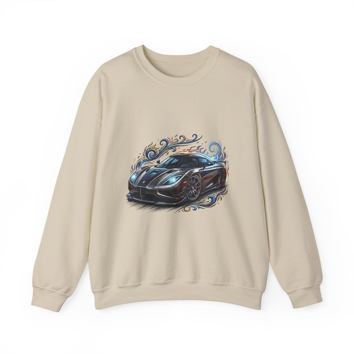 Sports Car Crewneck Sweatshirt — Black Supercar Graphic