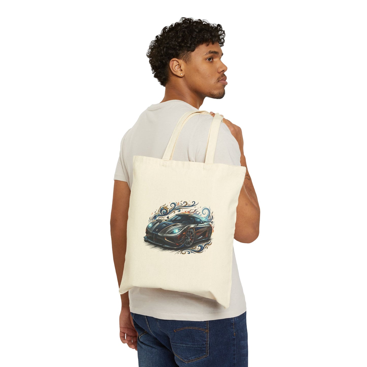Sports Car Canvas Tote Bag — Retro Racing Design