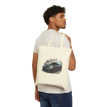 Sports Car Canvas Tote Bag — Retro Racing Design