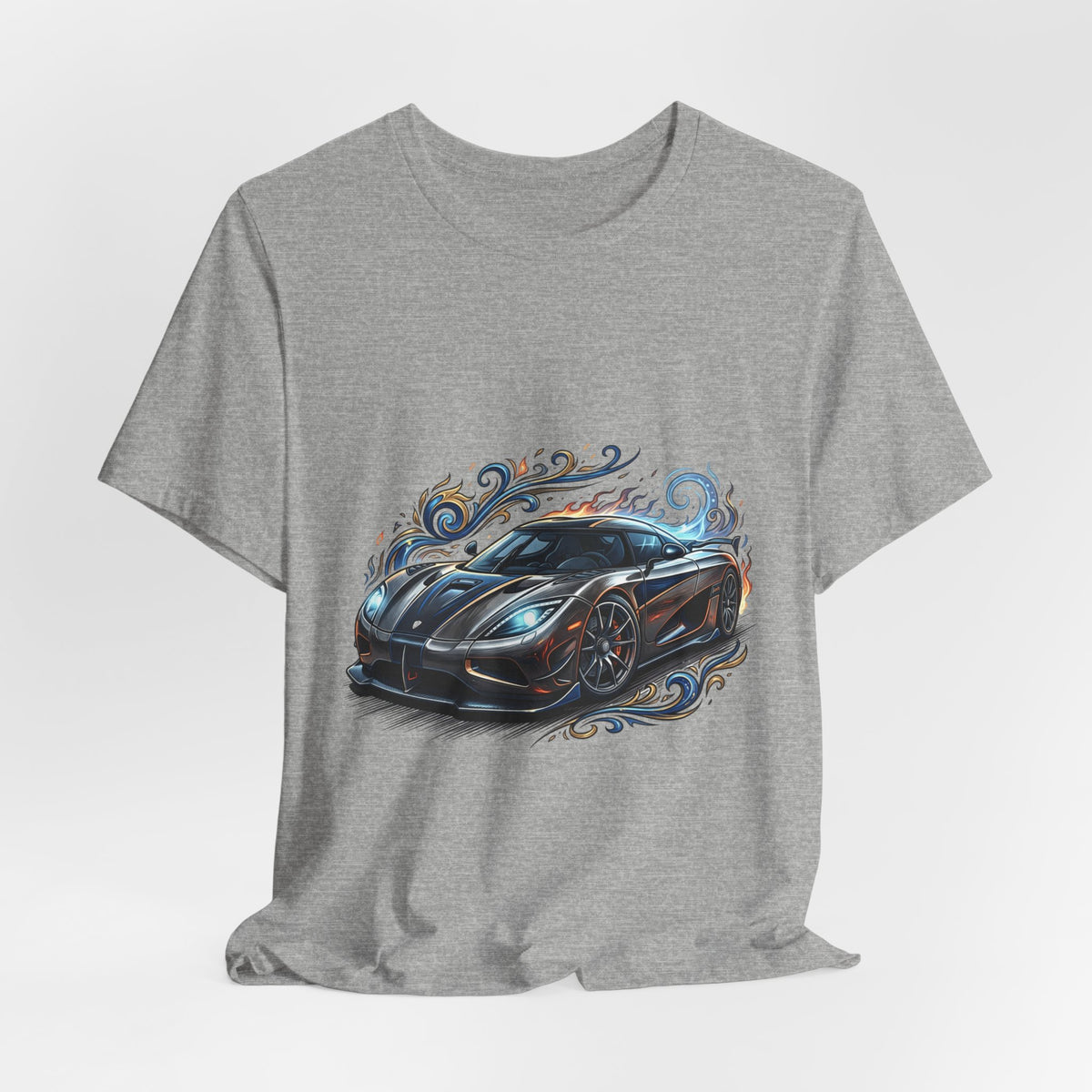 Sports Car Graphic T‑Shirt — Blue Supercar Illustration Tee