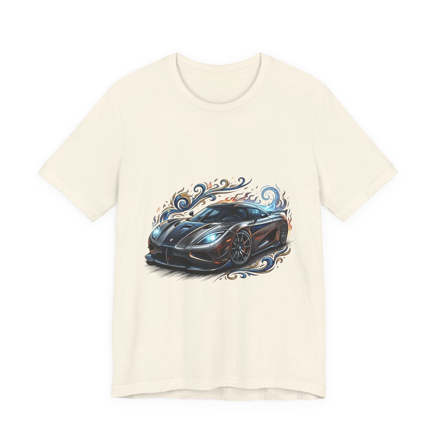 Sports Car Graphic T‑Shirt — Blue Supercar Illustration Tee