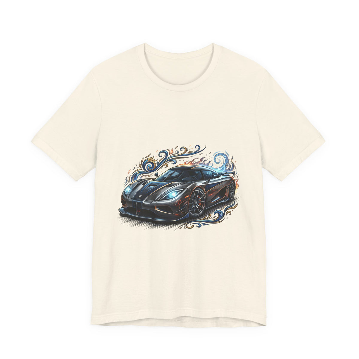 Sports Car Graphic T‑Shirt — Blue Supercar Illustration Tee
