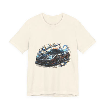 Sports Car Graphic T‑Shirt — Blue Supercar Illustration Tee