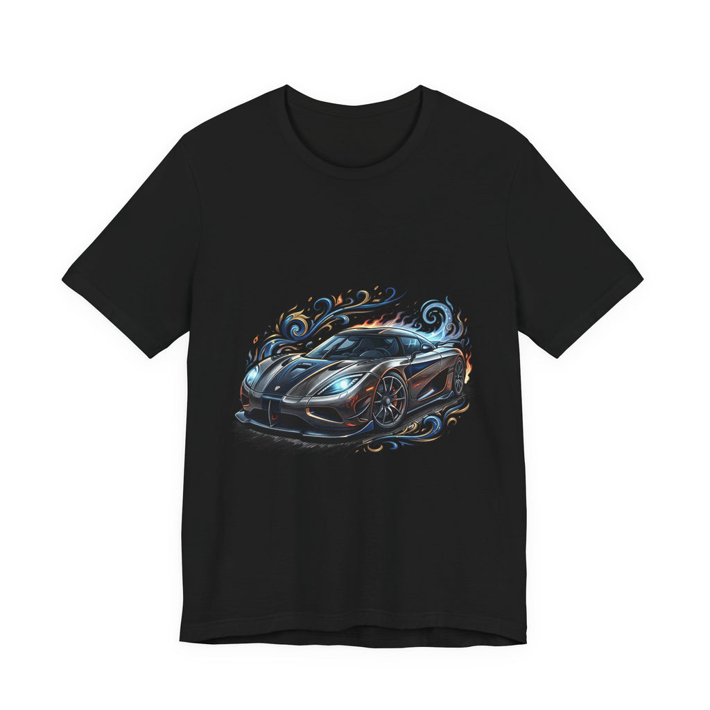 Sports Car Graphic T‑Shirt — Blue Supercar Illustration Tee