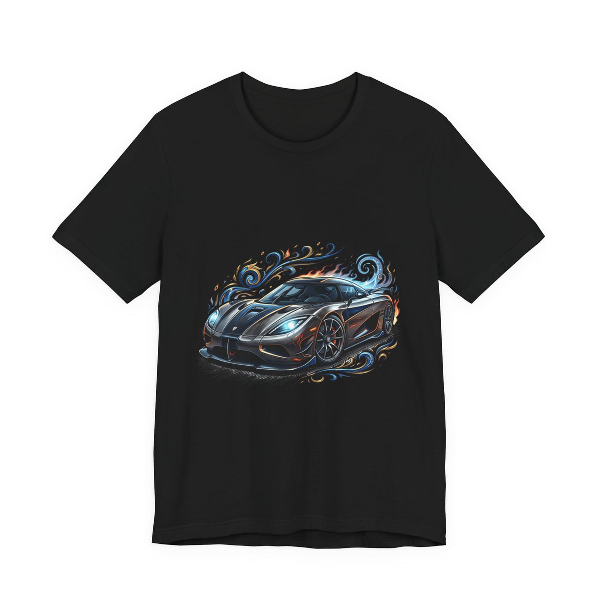 Sports Car Graphic T‑Shirt — Blue Supercar Illustration Tee