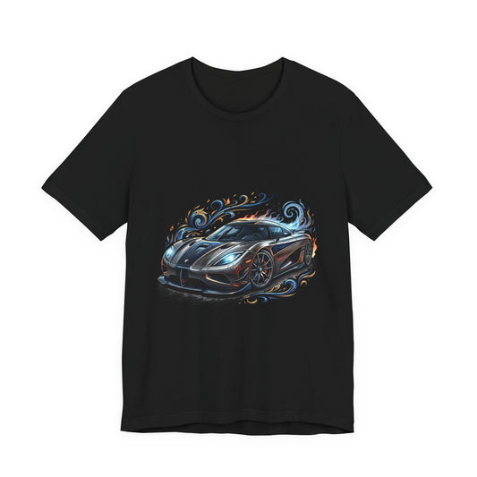 Sports Car Graphic T‑Shirt — Blue Supercar Illustration Tee