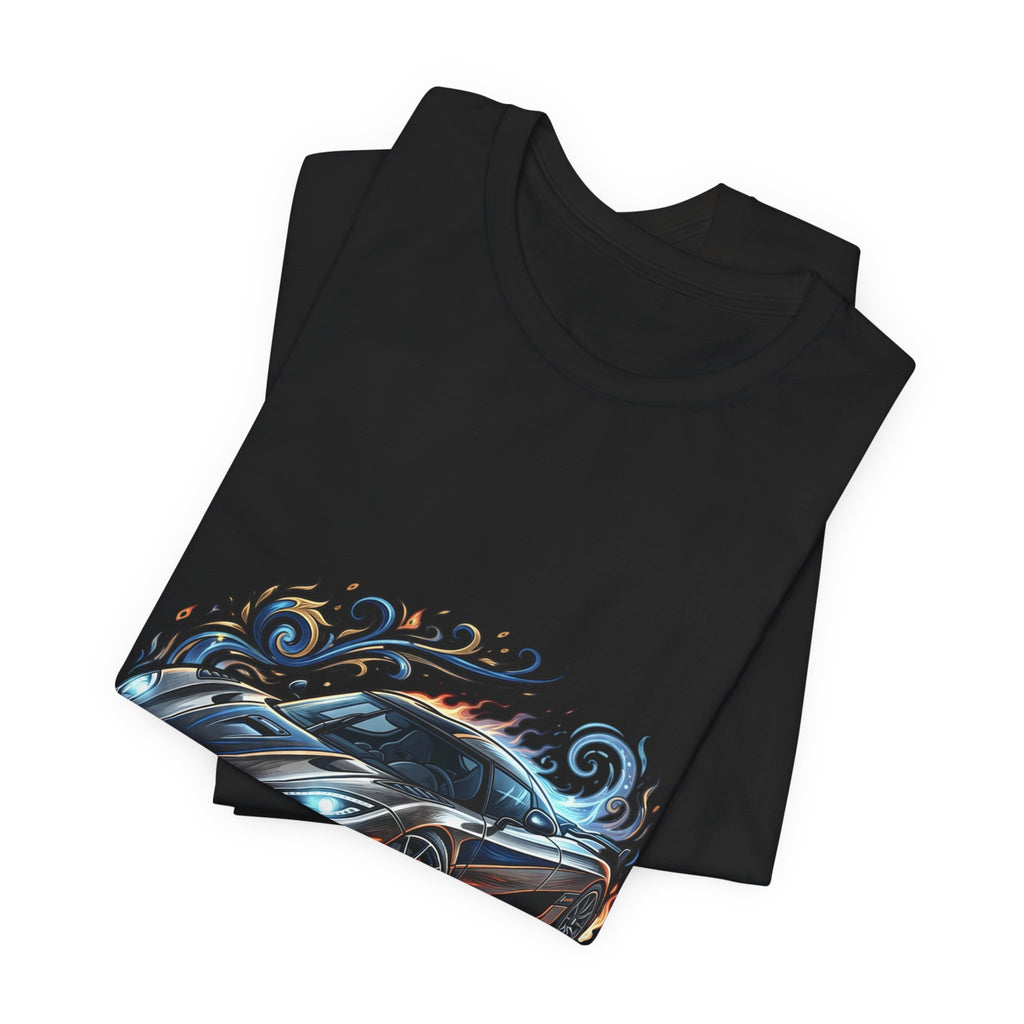Sports Car Graphic T‑Shirt — Blue Supercar Illustration Tee