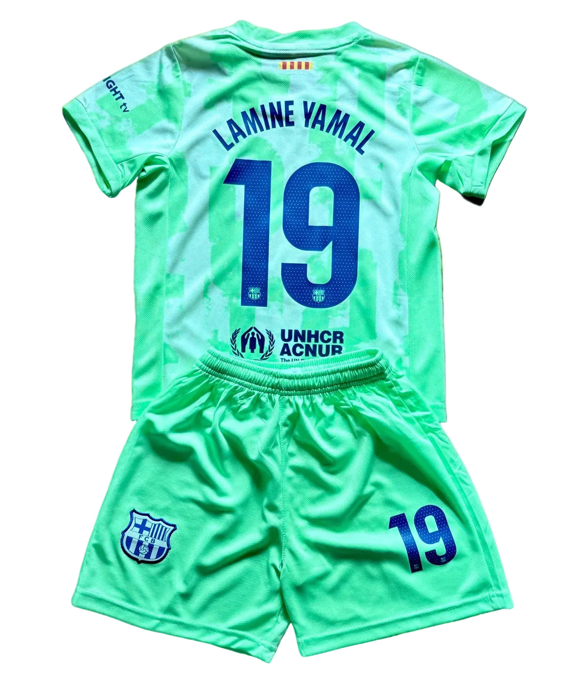 Lamine Yamal Green Kids Barcelona Soccer Jersey Kit