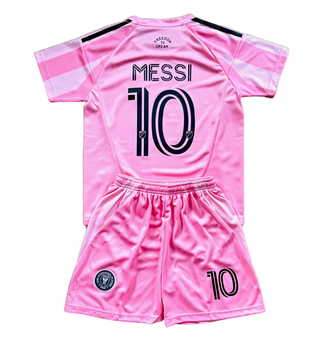 New Pink Lionel Messi Home Kids Soccer Jersey Pink Set of 2 | Toddler & Youth
