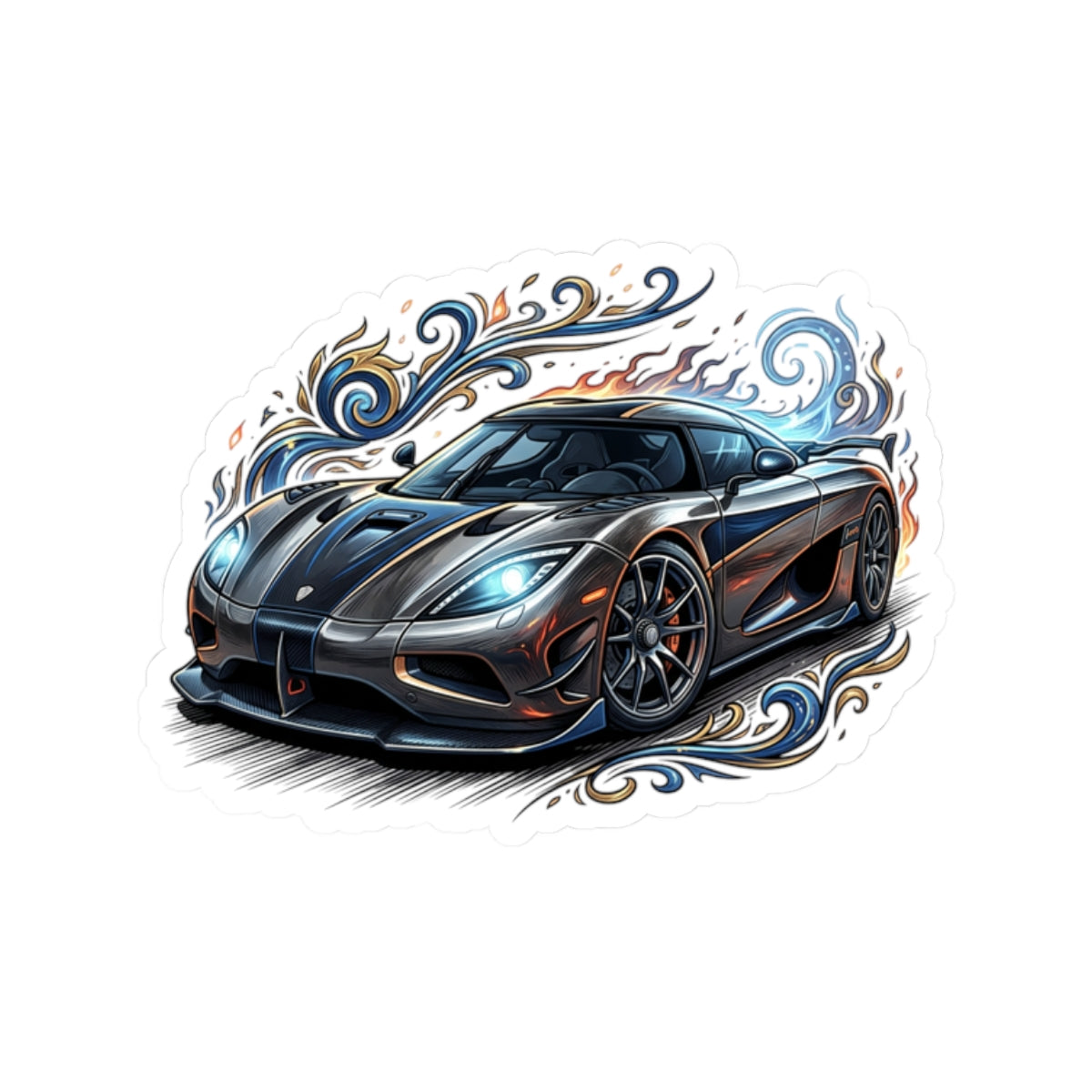 Sports Car Kiss-Cut Sticker — Performance Supercar Decal for Laptops & Gear
