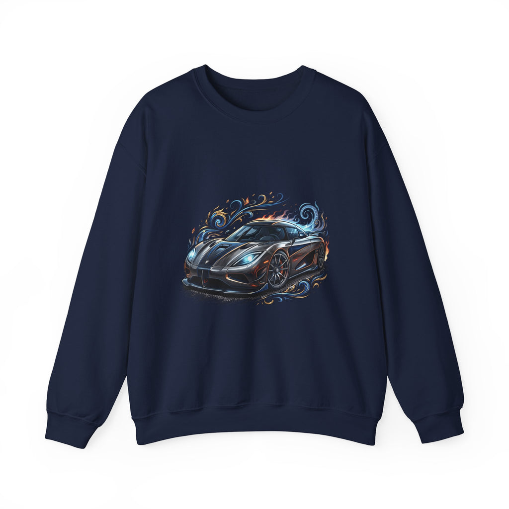 Sports Car Crewneck Sweatshirt — Black Supercar Graphic