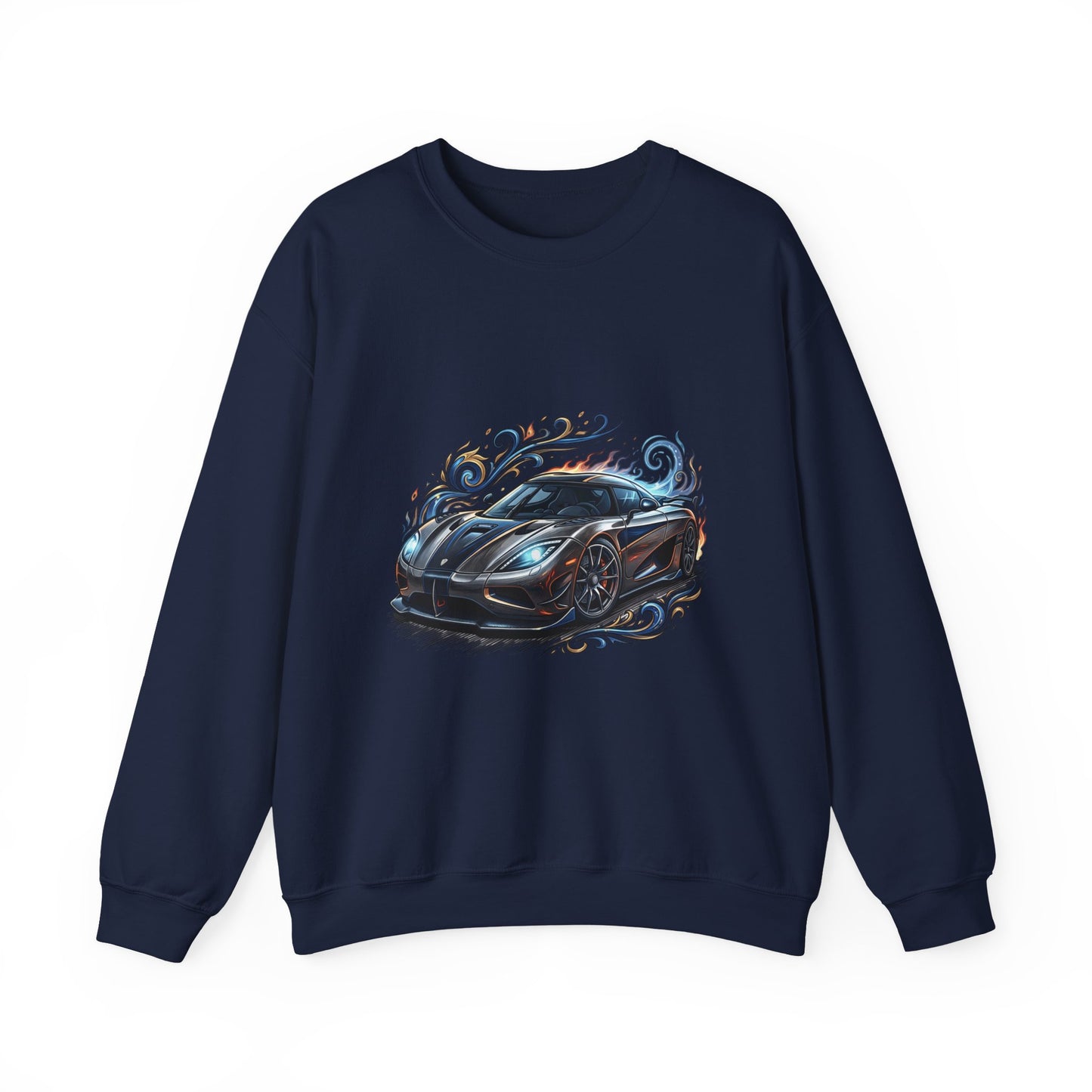 Sports Car Crewneck Sweatshirt — Black Supercar Graphic
