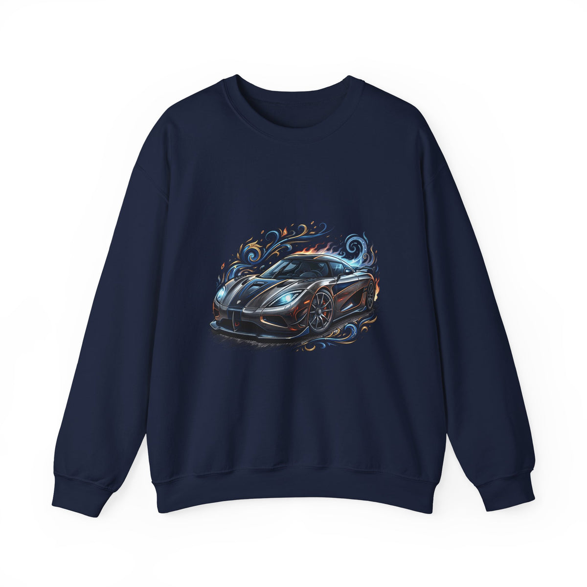 Sports Car Crewneck Sweatshirt — Black Supercar Graphic