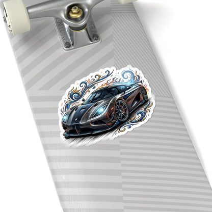 Sports Car Kiss-Cut Sticker — Performance Supercar Decal for Laptops & Gear