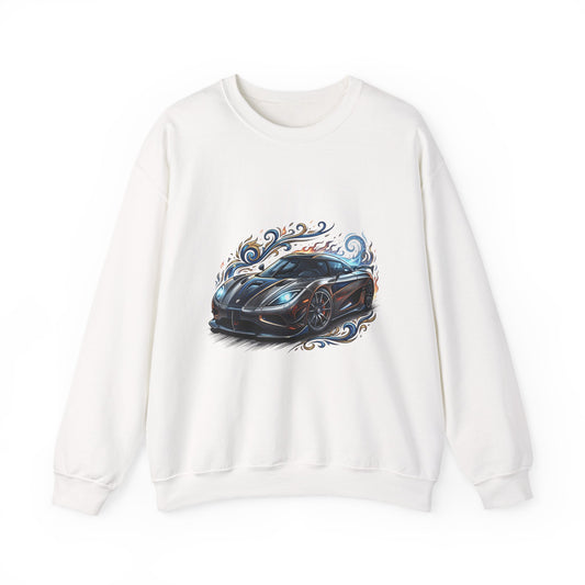 Sports Car Crewneck Sweatshirt — Black Supercar Graphic