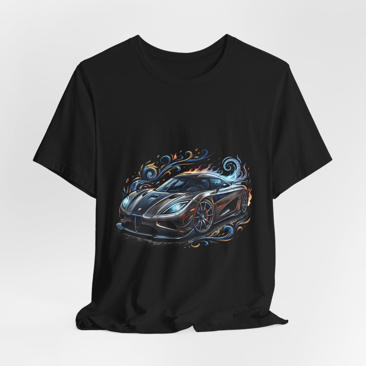 Sports Car Graphic T‑Shirt — Blue Supercar Illustration Tee