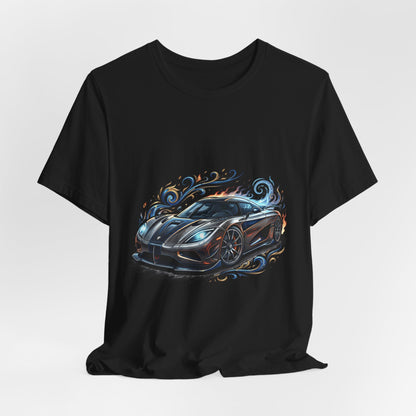 Sports Car Graphic T‑Shirt — Blue Supercar Illustration Tee