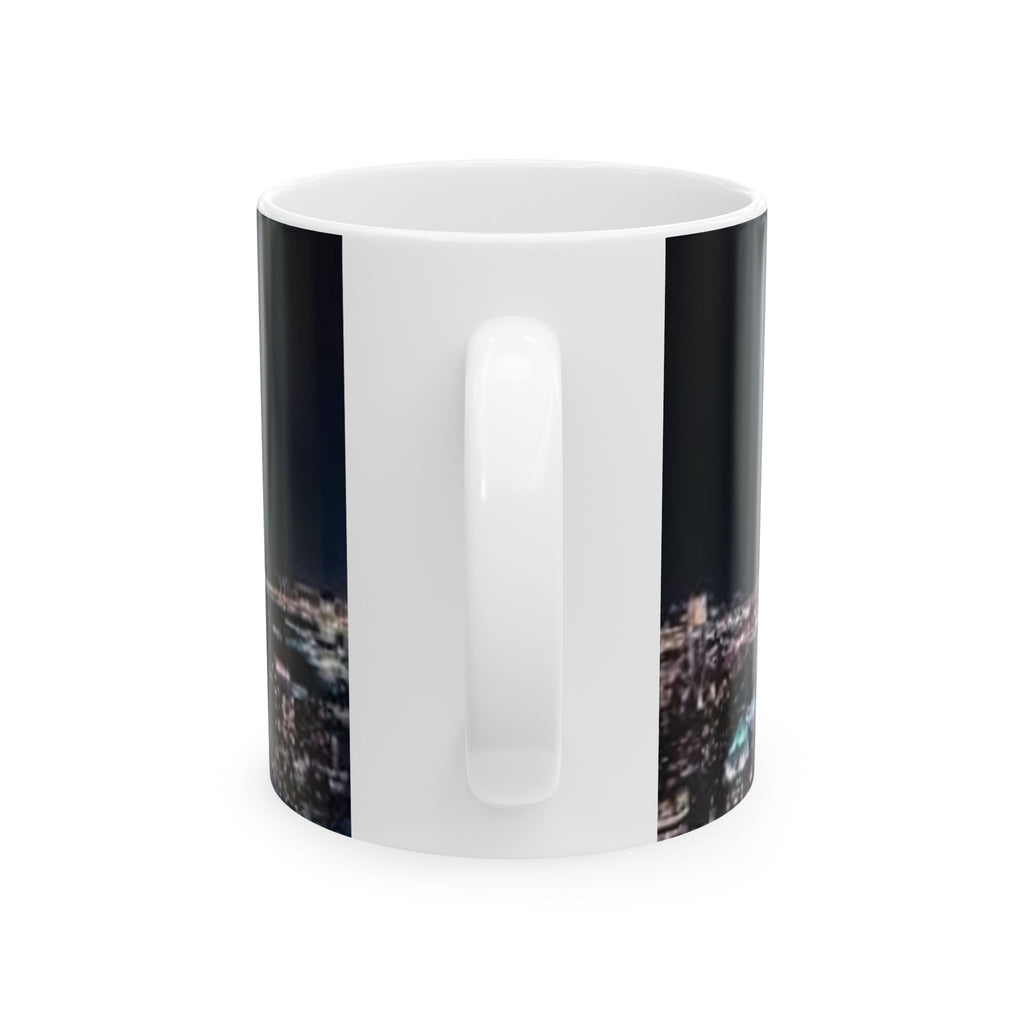 City Skyline Night Lightning Ceramic Mug — NYC Empire State Coffee Cup (11oz, 15oz)