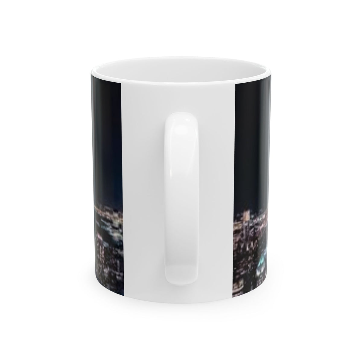 City Skyline Night Lightning Ceramic Mug — NYC Empire State Coffee Cup (11oz, 15oz)