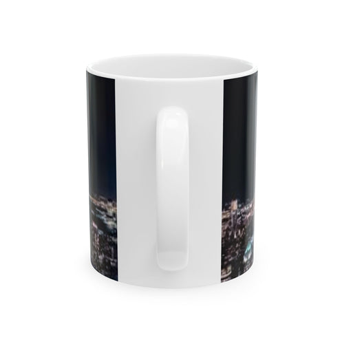 City Skyline Night Lightning Ceramic Mug — NYC Empire State Coffee Cup (11oz, 15oz)