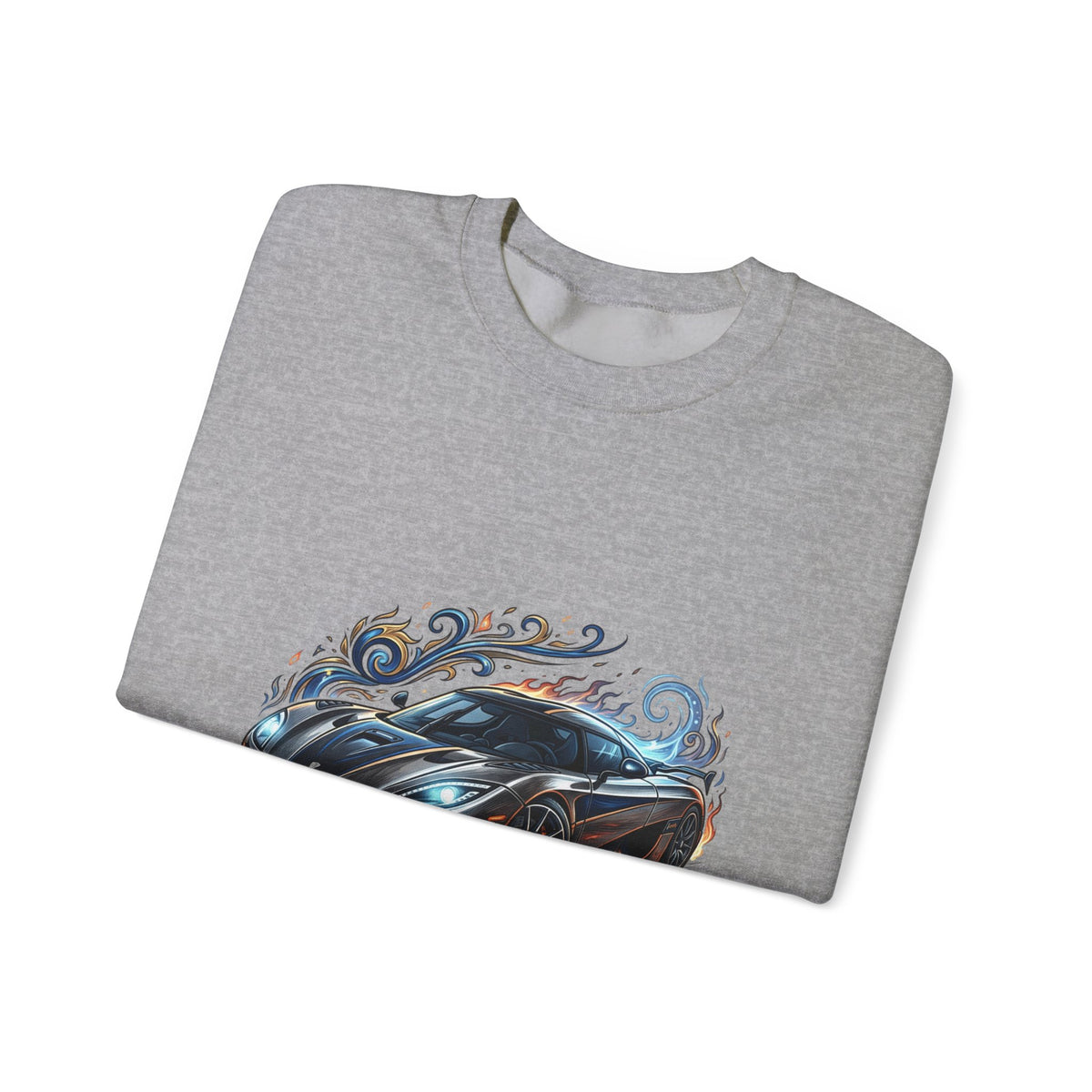 Sports Car Crewneck Sweatshirt — Black Supercar Graphic