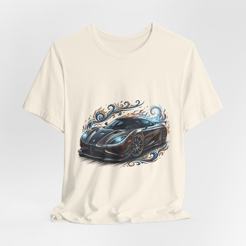 Sports Car Graphic T‑Shirt — Blue Supercar Illustration Tee