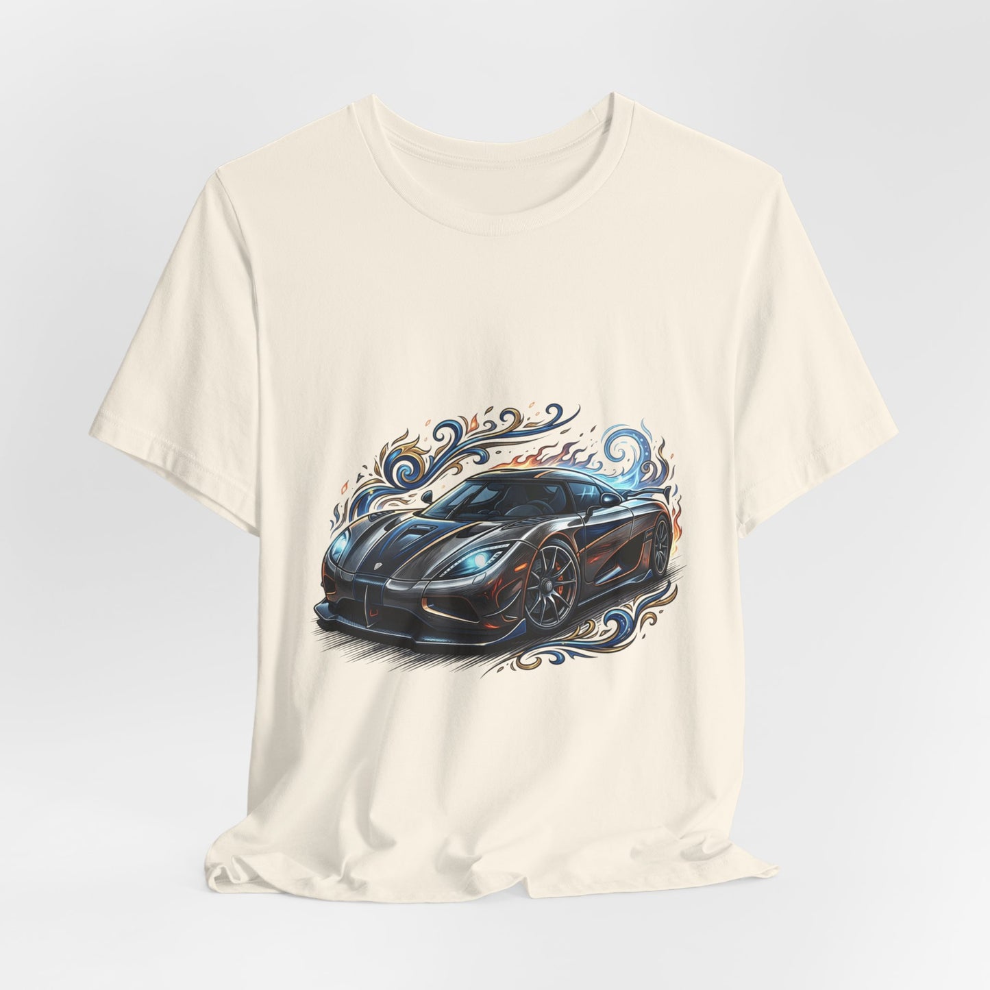 Sports Car Graphic T‑Shirt — Blue Supercar Illustration Tee