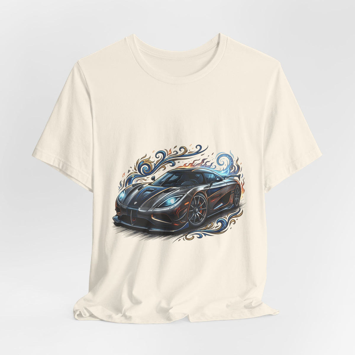 Sports Car Graphic T‑Shirt — Blue Supercar Illustration Tee