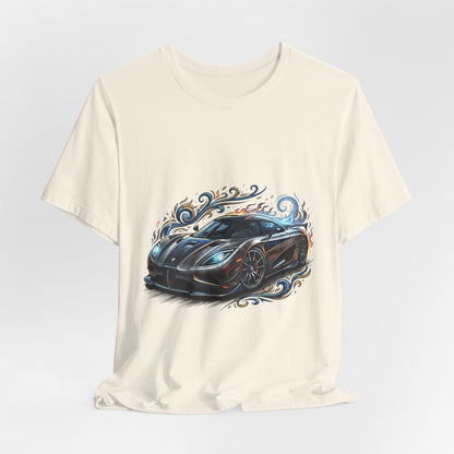 Sports Car Graphic T‑Shirt — Blue Supercar Illustration Tee