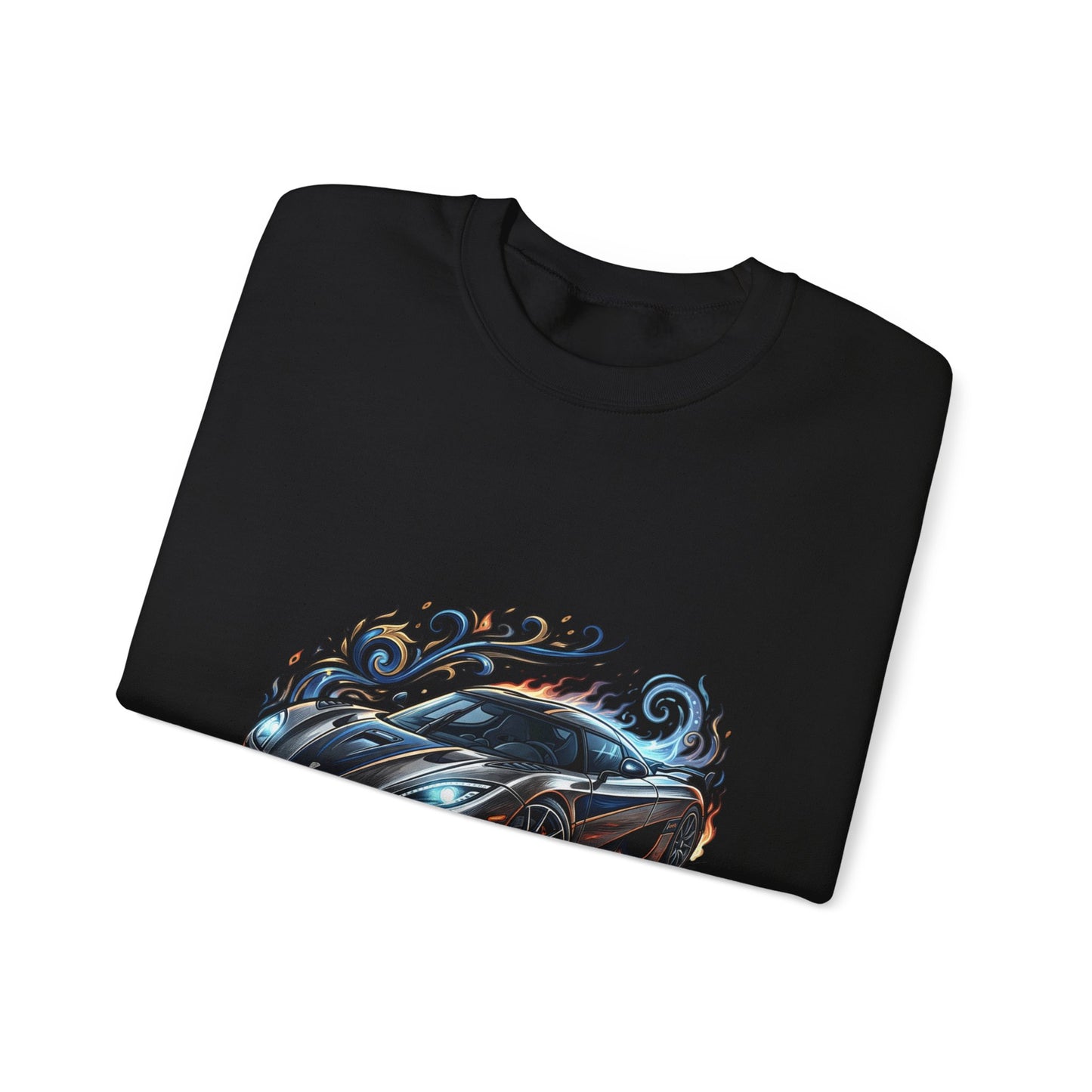 Sports Car Crewneck Sweatshirt — Black Supercar Graphic