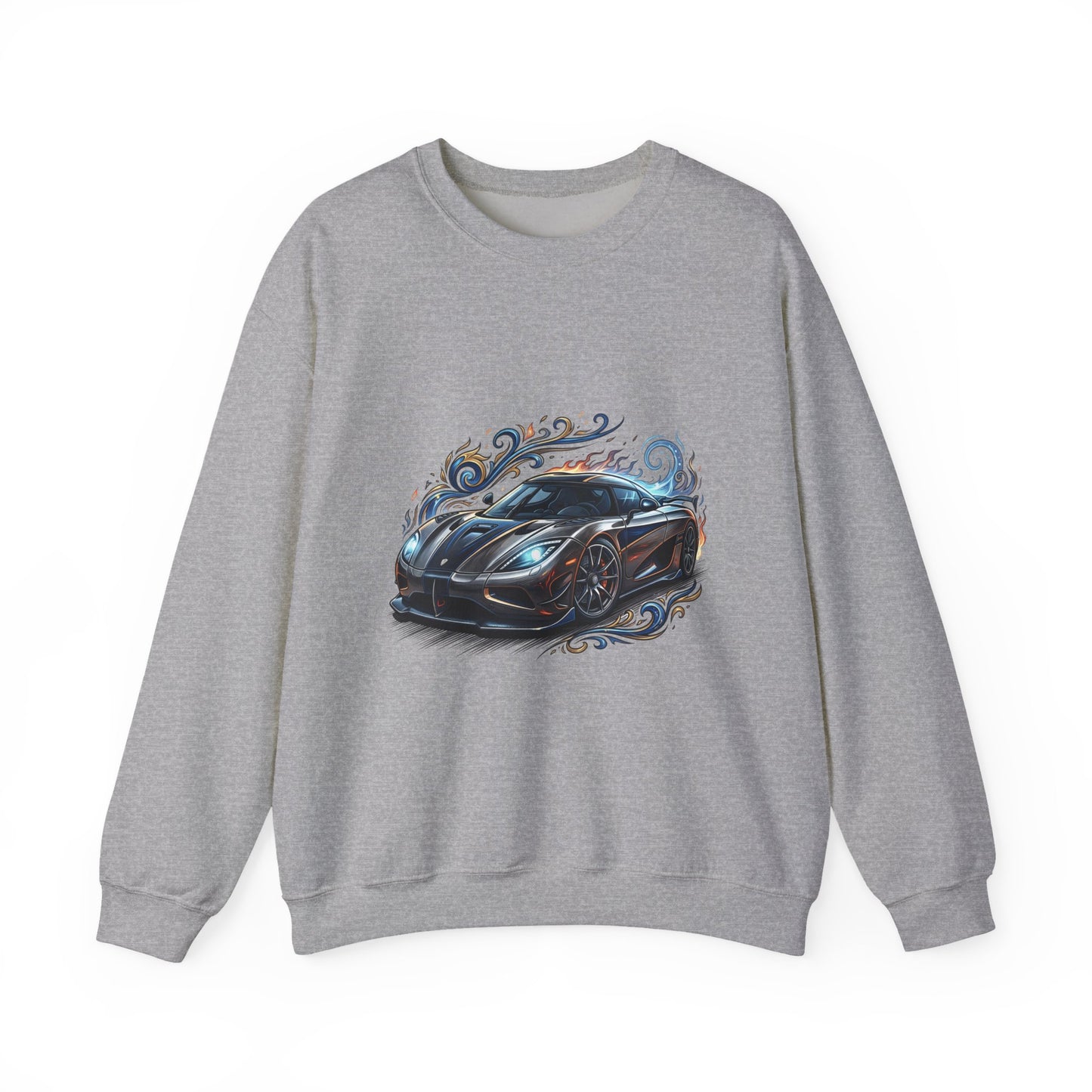 Sports Car Crewneck Sweatshirt — Black Supercar Graphic