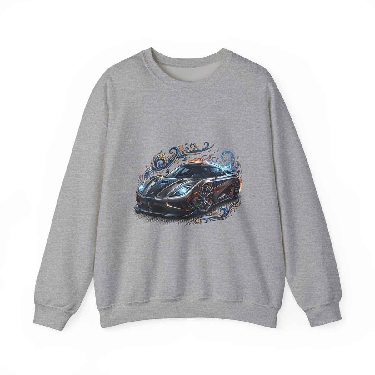 Sports Car Crewneck Sweatshirt — Black Supercar Graphic