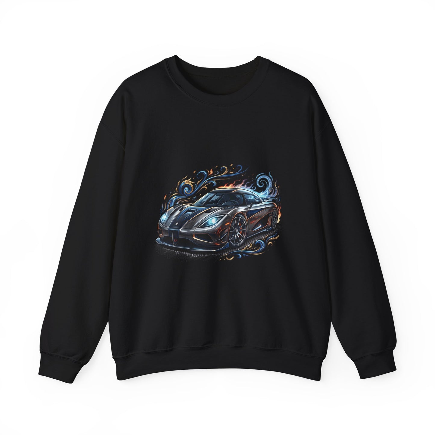 Sports Car Crewneck Sweatshirt — Black Supercar Graphic