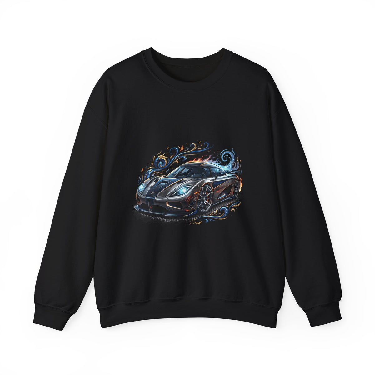 Sports Car Crewneck Sweatshirt — Black Supercar Graphic
