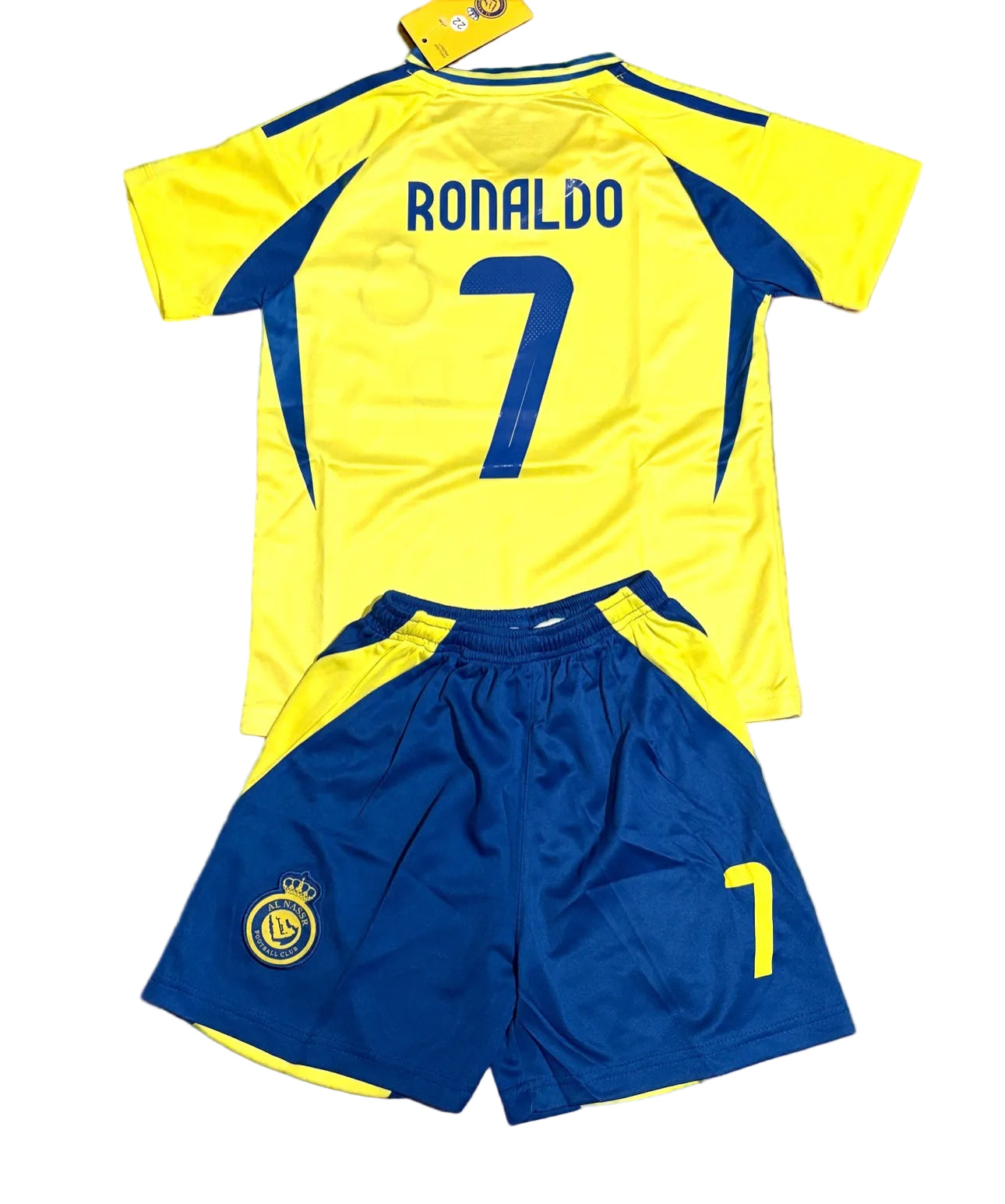 Ronaldo Yellow Al Nassr Kids Away Soccer Jersey Kit Youth Toddler Sizes