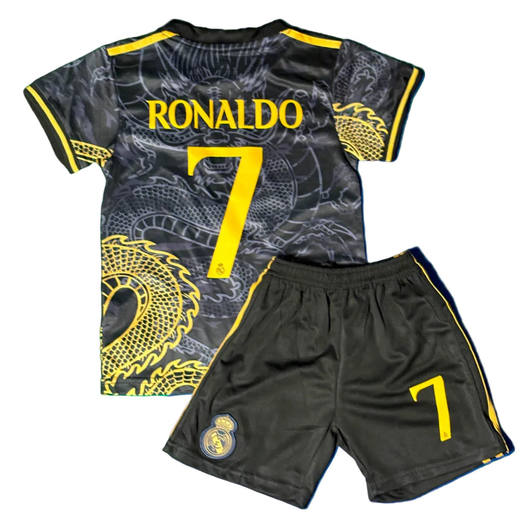 Ronaldo 7 Dragon Edition Real Madrid Exclusive 3rd Soccer Jersey Toddler/Youth Kids Kit