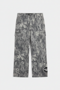 Grey camo cargo pants with Athletic Dept circular logo on lower leg