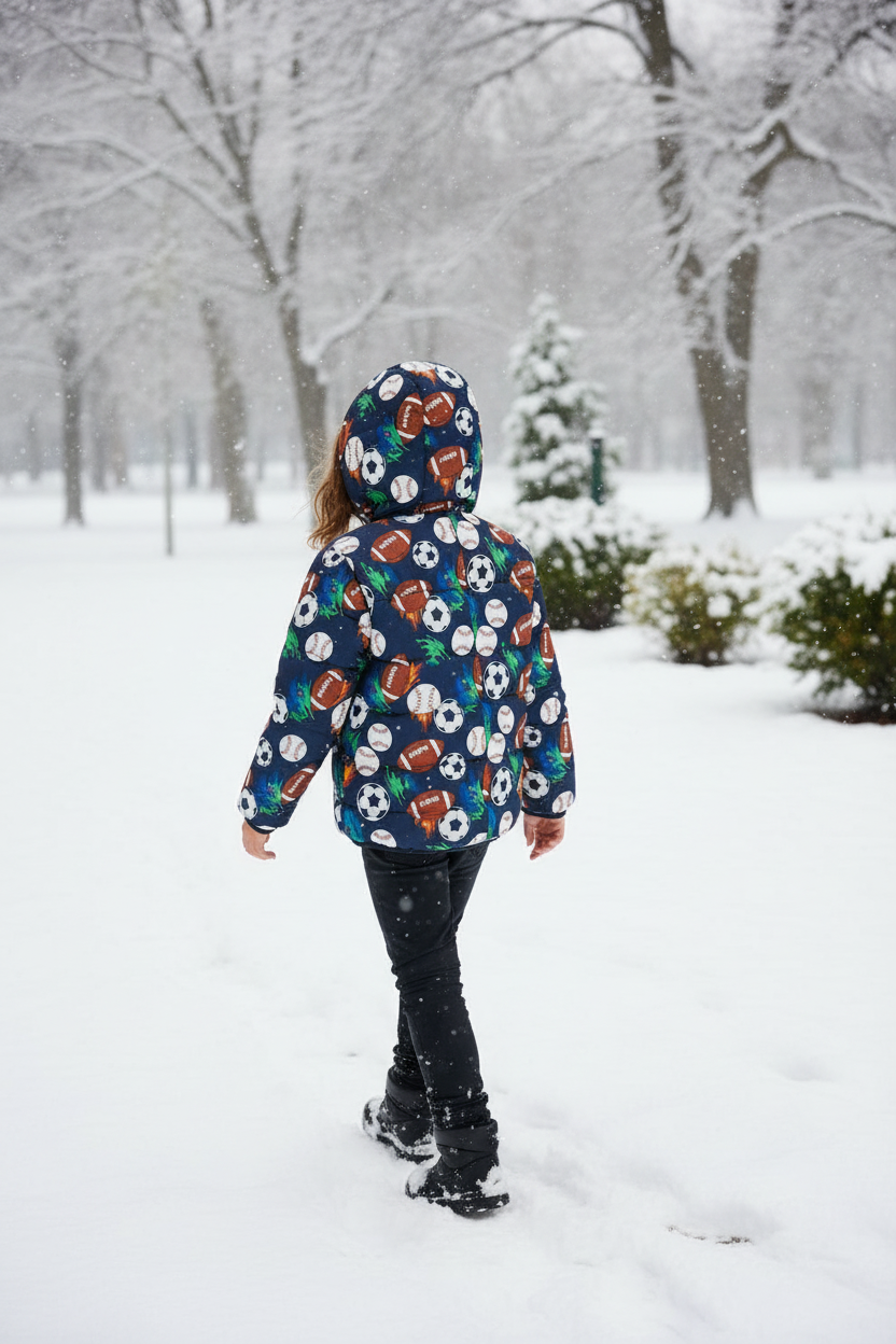 Multi-Sport Print Winter Jacket - back lifestyle shot